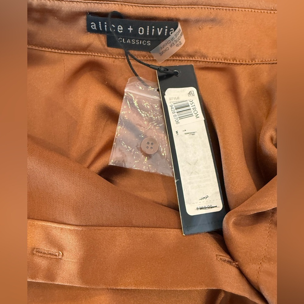 Alice + Olivia Finley Utility Oversized Copper Satin Blouse NWT - Picture 11 of 15
